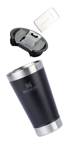 Copo Térmico Stanley Inox Cerveja Com Abridor Preto 473ml
