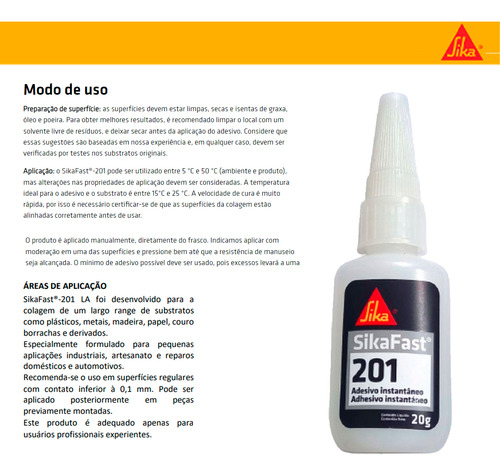 Sikafast 201 Cola Instantanea Com 20gr Sika Flex