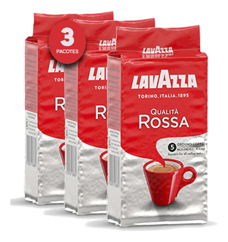 3x Café Italiano Lavazza Qualitá Rossa Moído (vácuo) 250g