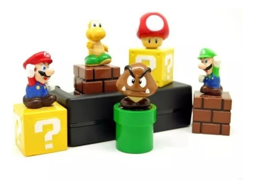 Mario Bros Set 5 Figuras 5 Cm En Cubos Calidad 