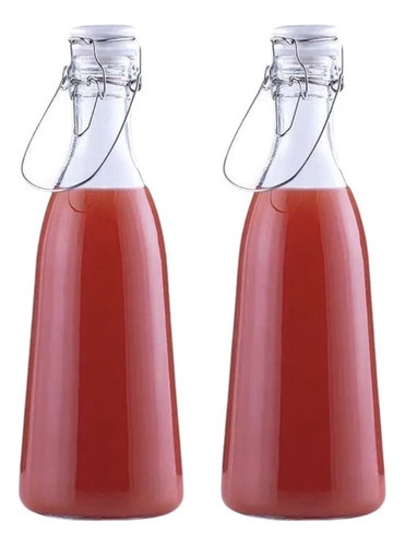 Botella Vidrio Hermética X2 Unidades 1 Litro Para Cocina