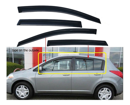 Bota Aguas Deflectores Ventana Versa Hatchback 2007 - 2012 Negro