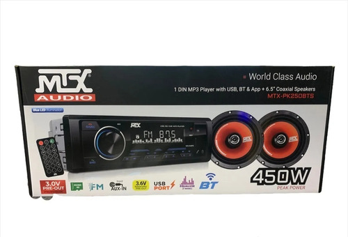 Paquete Autoestereo Y Par De Bocinas 6.5 Bt Mtx Mtx-pk250bts