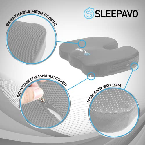 Almohadon Cojin De Espuma Vizcoelastica Para Asiento - Gris