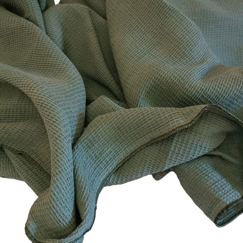 Manta Para Sillon Rustica + 2 Fundas Almohadones Tusor 50x70 Color Verde Seco