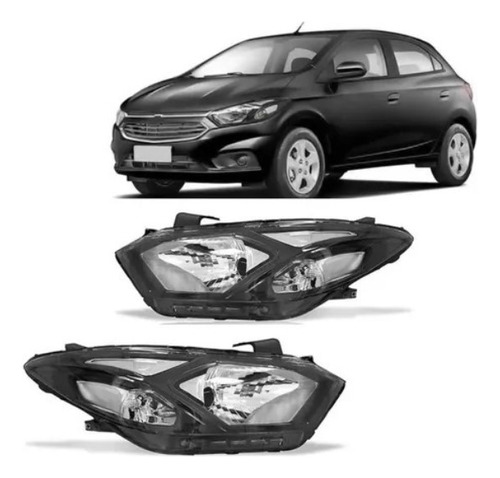 Farol Onix Prisma 2017 18 19 20 Manual Friso Preto Sem Led