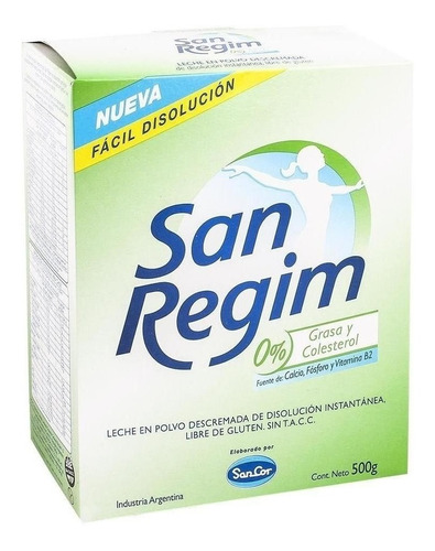 Leche En Polvo Descremada San Regim 6 Cajas  De 500g