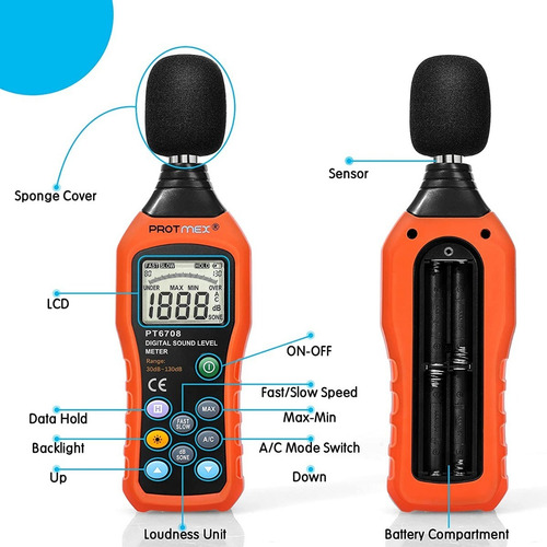 Medidor Intensidad De Sonido Decibeles De 30 Dba A 130 Dba