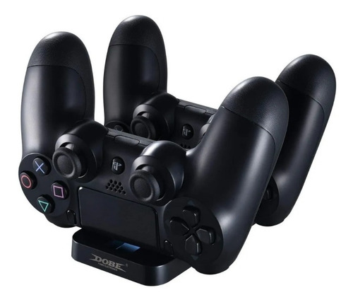 Base Cargador Joystick Ps4 Play 4 X2 Doble Horizontal Usb