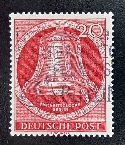 Alemania Berlín, Sello Yv 70 20pf Campana Der 52 Usad L18489