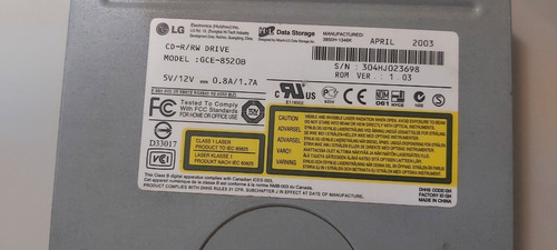 Gravador Cd-rw Lg Drive 8x Ps1 Psone Playstation Gce-8520b Ide