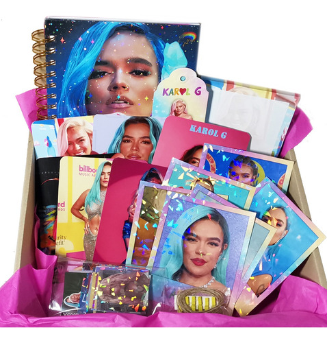 Karol G Pack Holografico Cuaderno Polaroid Stickers Y Más