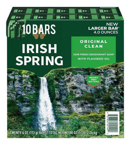 Irish Spring Original Clean  Jabón En Barra (10pack) 113 Gr