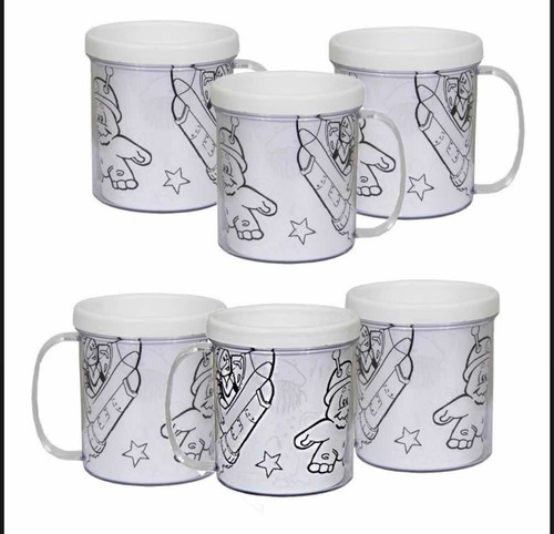 15 Caneca Acrilica Rosqueavel Para Colorir 300 Ml / Festa