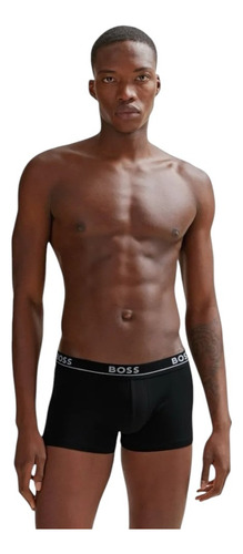 Boxer Trunk Hugo Boss Algodón Elastico 3 Pack Color Negro