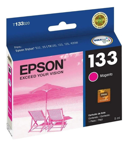 Cartucho Epson  133 Magenta T133320 T25 Tx125 Tx133 Tx135