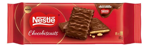 Biscoito Cobertura Chocolate ao Leite Nestlé Chocobiscuits Pacote 80g