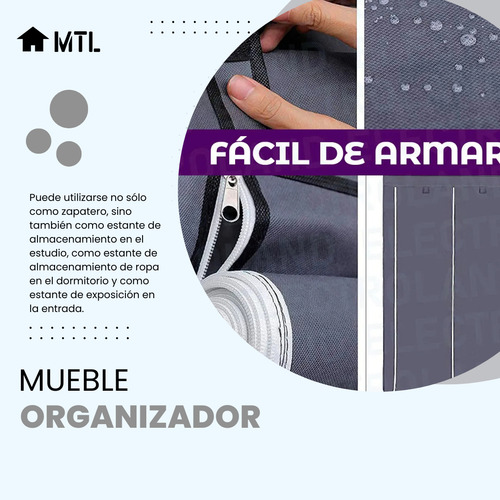 ARMARIO PORTATIL ORGANIZADOR De ROPA PLEGABLE MTL Color Gris Con ESTANTES POLIESTER ANTIHUMEDAD FACIL ARMADO RESISTENTE GUARDARROPA CLOSET PERCHERO HOGAR