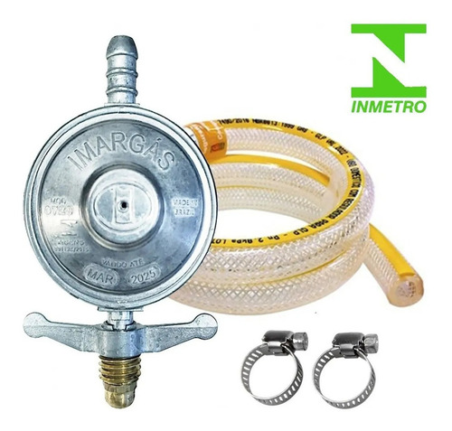 Imagem 2 de 3 de Kit Registro Regulador De Gás Mangueira + Suporte Botijão