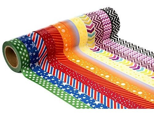 Imagen 1 de 8 de Cinta Adhesiva Decorativa Washi De United Tapes (juego De 12