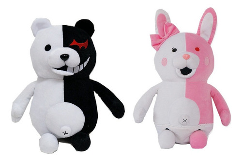 Figura De Peluche Pinball De Oso Rosa Y Oso Blanco Y Negro,