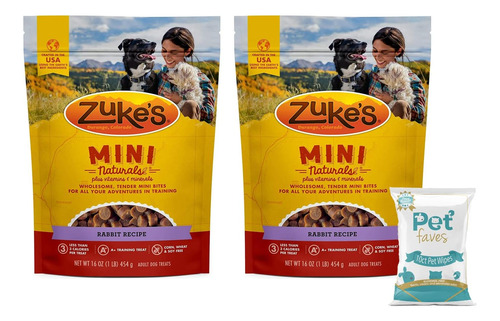 (2 Pack) Zuke Mini Naturals Dog Treats Rabbit16oz (1 Lb) Wit