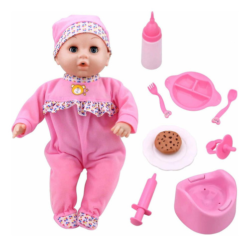 Muñeca Toy Choi's  Rosa Para Bebé De 16.0 in, Con Sonido Mnc