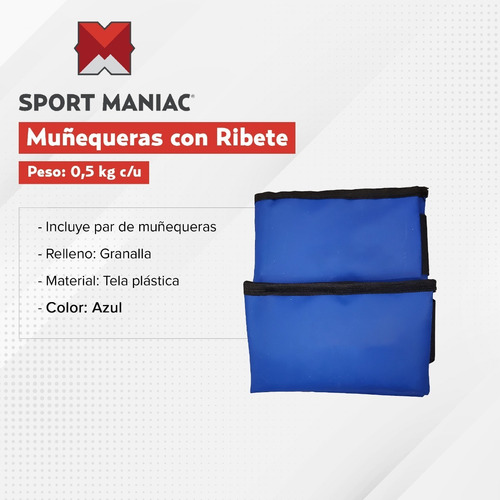 Imagen 2 de 4 de Muñequera Con Ribete Medio Kilo Sport Maniac