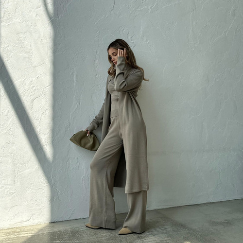 Conjunto De Traje De Punto De Fibra De Viscosa, Cómodo Estil