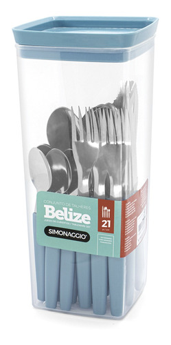 Set De Cubiertos Simonaggio Belize Contenedor 21 Piezas Azul