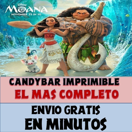 Kit Imprimible Candy Bar Moana El Mas Completo