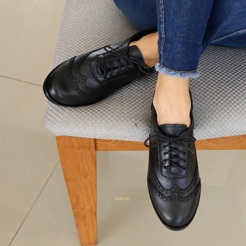 Zapato Mocasin Casual Para Dama Tacón Bajo Oxford Bostoniano