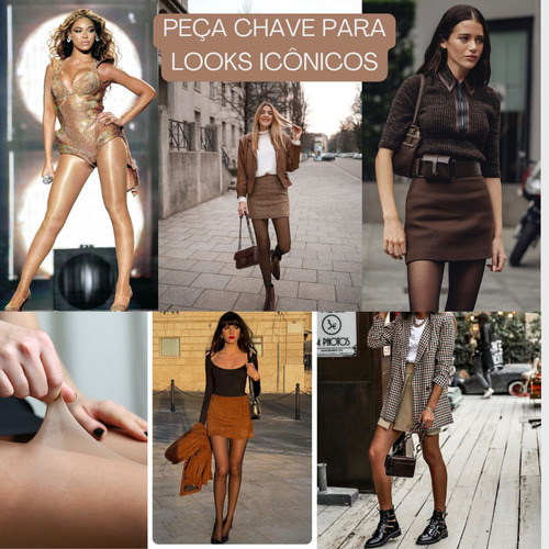 Kit Meia Calça Bege E Preta Anticelulite Resistente 36/46 Bege Un Veste Do 36 Ao 46