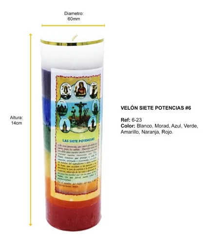 comprar Vela Velón Veladora 7 Potencias Arcoíris#6 14cm 6unid