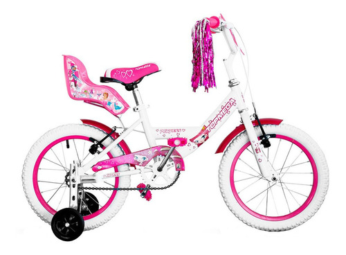 Bicicleta infantil TopMega Kids Princess R12 frenos v-brakes color blanco con ruedas de entrenamiento  