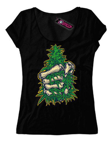 Remera Mujer Cannabis Marihuana  Huesos Can19 Dtg Premium