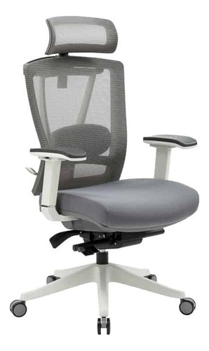 Silla de escritorio Ofik H1 ergonómica  gris y blanca con tapizado de mesh