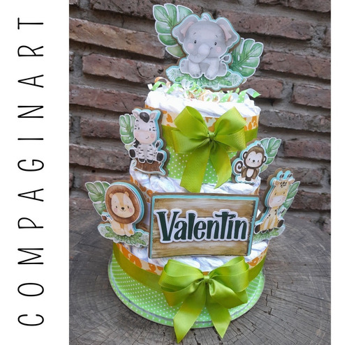 Torta De 50 Pañales Decoracion Safari Babyshower