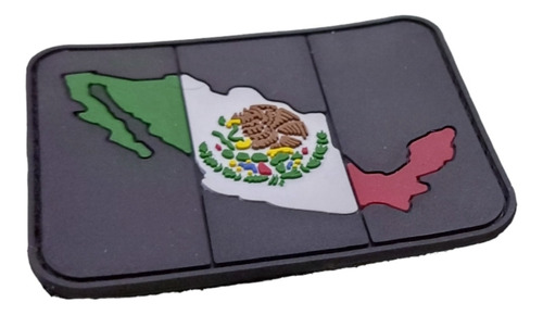 Parche Insignia Pvc Bandera Mexico Fondo Negro 