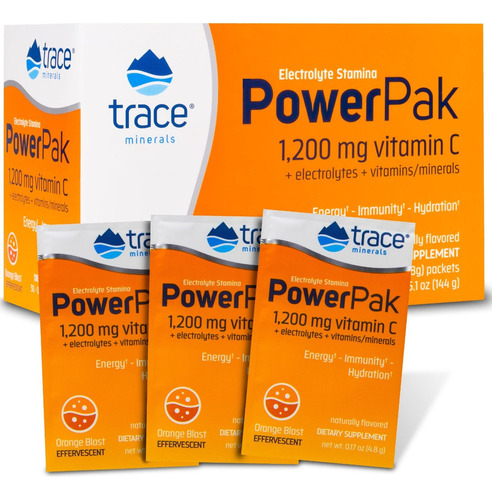 Trace Minerals Powerpak Vitamina C 30 Sobres Minerales Sabor Sabor Naranja