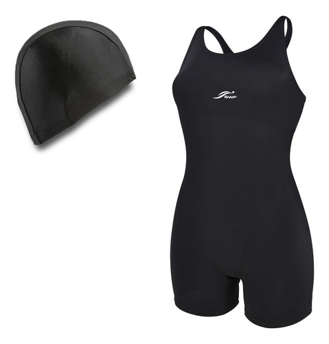 Traje De Baño Body Mujer Deportivo Gorra Natacion Licra Swf