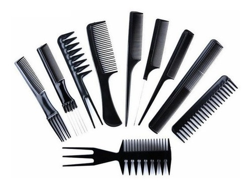 Set De 10 Peines Para Peluqueria Cabello Kit Barbero Cepillo