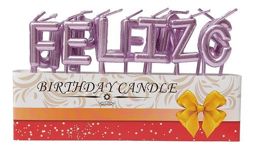 Velitas Velas Feliz Cumpleaños Metalizadas Set Letras Pastel