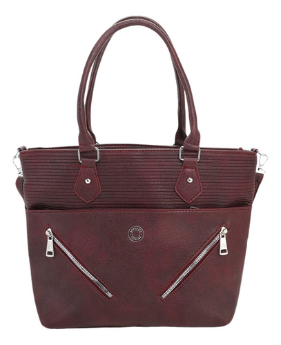 Cartera Pu Rebeca Agarrate Catalina Bordó Liso Níquel Bordó
