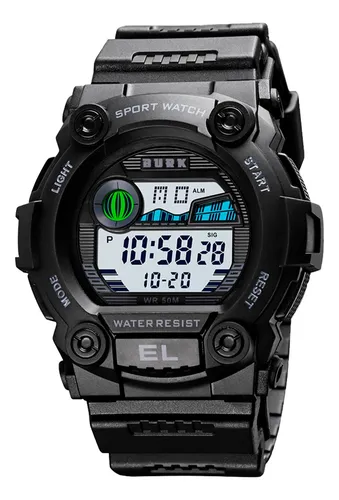 Reloj Militar Hombre Burk 1633 Cronometro Alarma Luz Digital