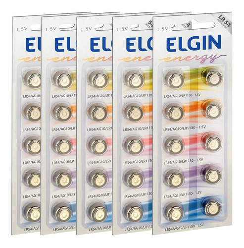 50 Pilhas Baterias Lr1130 Lr54 Ag10 Alcalina Elgin 05 Cart