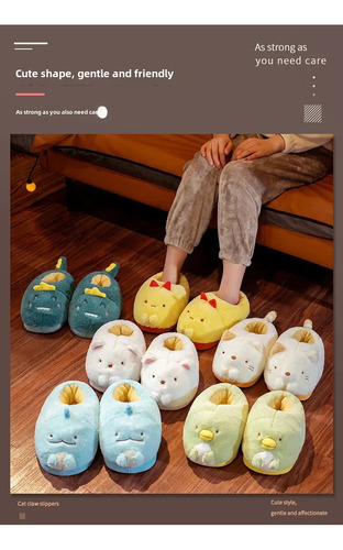 Zapatillas De Felpa Con Dibujos Animados Para Mujer, Zapatos