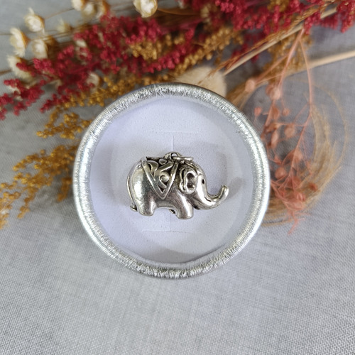 46- Dije Elefante De Plata Inflada 925. Empavonado Plateado