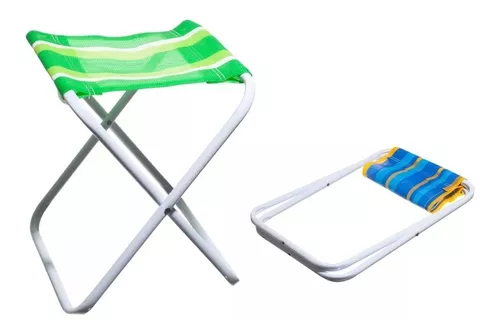 Banqueta Plegable Camping Reforzada Tamaño Mini Con Funda Color Azul