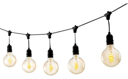 Cordão Varal De Luzes String Light Preto 20 Lâmpadas E27 10m
